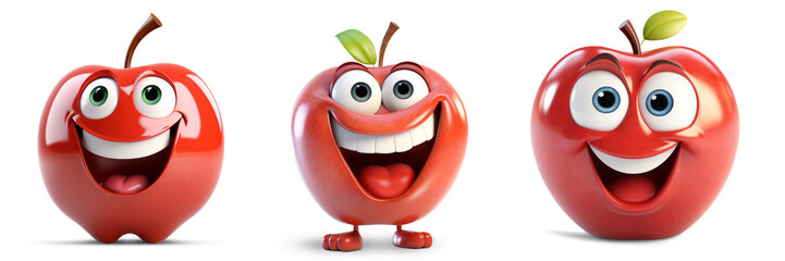 Happy Smiling and Cheerful Apple 3D Character