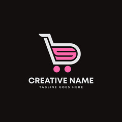 Letter BS Online shop e commerce logo design with modern creative concept. Letter BS shopping cart logo