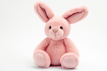 Plush pink rabbit for children s toys Isolated on white Easter Bunny