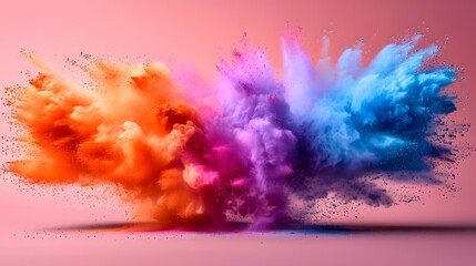 Obraz na płótnie Canvas Holi clip art splashes of colorful powder in the air background.