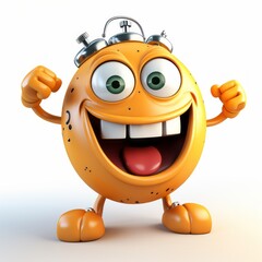 Fototapeta premium 3D happy funny watch character on white background