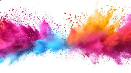 Holi clip art splashes of colorful powder in the air background.