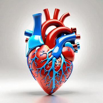 3D render of human heart anatomy with heart attack concept and education and sketch style