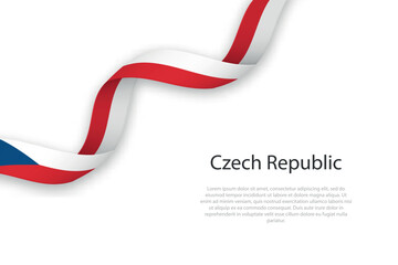 Waving ribbon with flag of Czech Republic