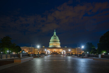 Fototapeta premium Washington DC. Capitol building at night. USA Congress, Washington D.C.