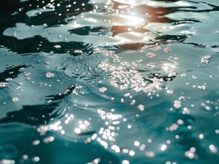 Glistening Water Surface with Sunlight Reflections, Perfect for Calm Backgrounds and Display
