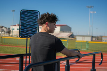 Asian young guy taking a break