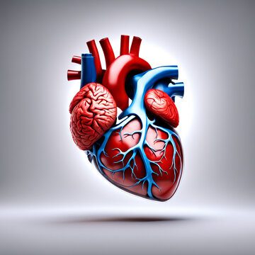 Heart attack theme and medical science and education in human heart anatomy 3D render and sketch design
