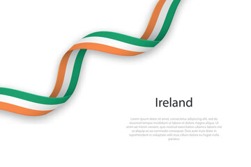 Waving ribbon with flag of Ireland