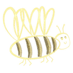 A bee glittery line art doodle
