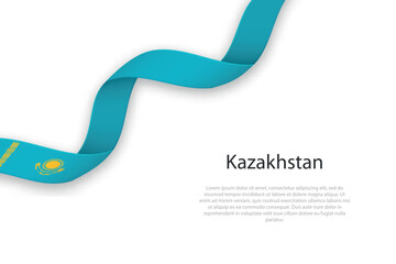 Waving ribbon with flag of Kazakhstan