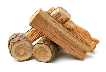 Pile of firewood isolated on a white background