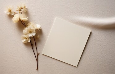 A blank white sheet of paper with a beautiful flower decoration on the side. generative AI