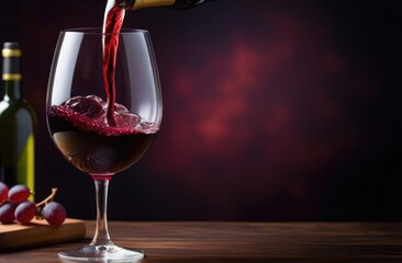 A glass of red wine on a dark background
