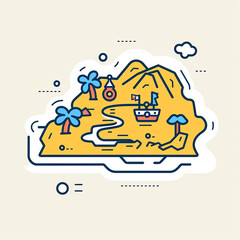 Fototapeta premium Treasure_Island_Map_Modern_Line_Icon_Vector