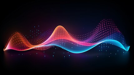 Vibrant digital wave: abstract colorful flowing dots and curved lines - futuristic technology concept for science, business, banner, wallpaper, and templates - obrazy, fototapety, plakaty