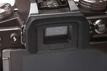 Viewfinder of a mirrorless modern camera close-up