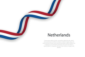 Waving ribbon with flag of Netherlands