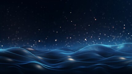 Fototapeta premium Digital art of serene blue waves under a tranquil starry night sky.