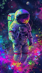 an trippy neon astronaut