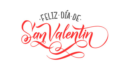 Fototapeta na wymiar Happy Valentines Day SPANISH Lettering Background Greeting Card.