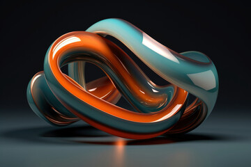 Abstract 3D distorted colourful fluid form of indefinite shape 