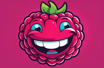 A cheerful raspberry with a smile and eyes