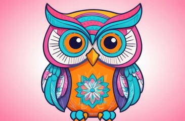  owl cartoon flat view poster. abstract owl wall art printable background for invitation card banner and design template. 