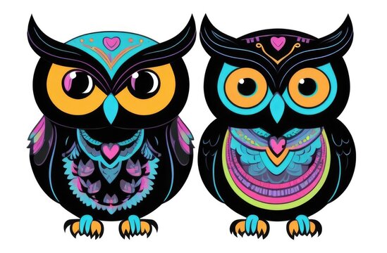  owl cartoon flat view poster. abstract owl wall art printable background for invitation card banner and design template. 