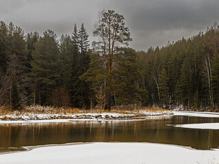 winter landscape with lake