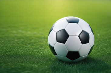 Fototapeta premium soccer ball on grass and stadium.