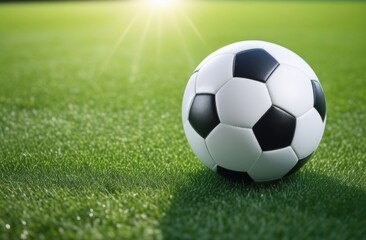 Fototapeta premium soccer ball on grass and stadium.