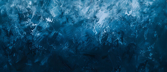 Abstract Painting of Blue and White Waves