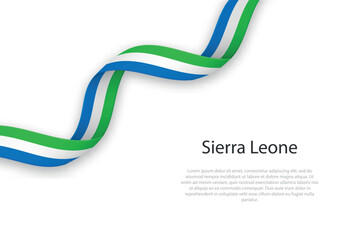 Waving ribbon with flag of Sierra Leone