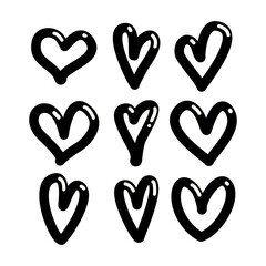 Heart vector set, Heart shape vector set, Love symbols on Valentines day, Heart collection on white background vector illustration