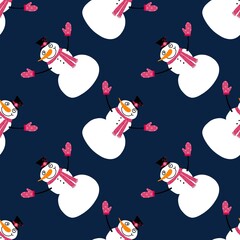 Christmas cartoon ice seamless snowman pattern for wrapping paper and fabrics and linens and kids accessories