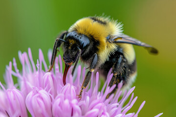 A bumblebee at rest on a delicate wildflower