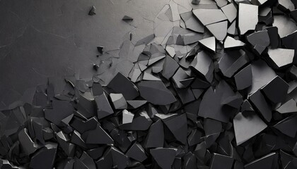 Void Unleashed: Abstract Broken Pieces in Striking 3D Black"
