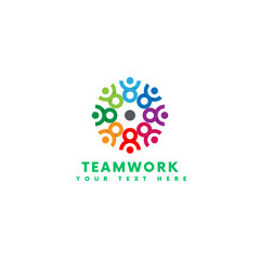 Team work colorful logo. vector illustration.