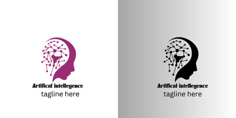 Artifical intelligence, conceptual sign and logo. The analytical system. Vector illustration.