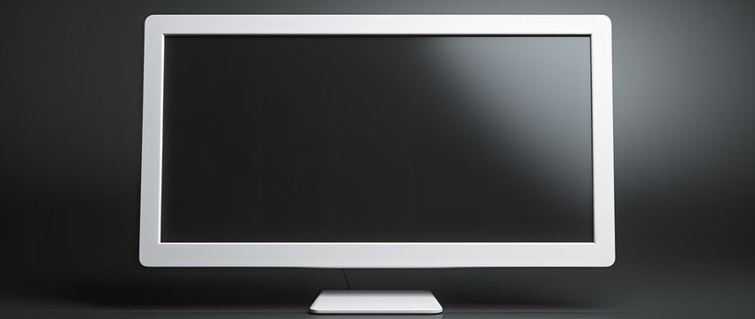 An empty or blank monitor screen, devoid of any displayed content.
