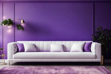 Fototapeta na wymiar white sofa in the purple room