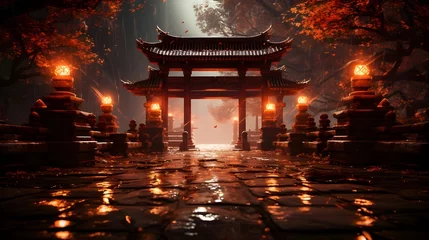 Fotobehang a gateway with an Asian fantasy concept © Hamsyfr