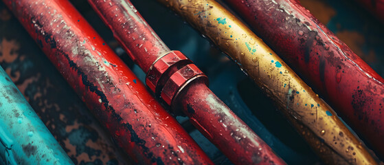 Close-Up of Various Colored Pipes