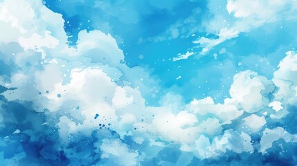Fototapeta na wymiar Watercolor illustration of blue sky and clouds