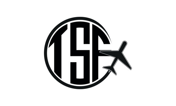 TSF three initial letter circle tour & travel agency logo design vector template. hajj Umrah agency, abstract, wordmark, business, monogram, minimalist, brand, company, flat, tourism agency, tourist