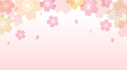 カラフルなパステル調の桜模様の背景素材のベクターイラスト画像