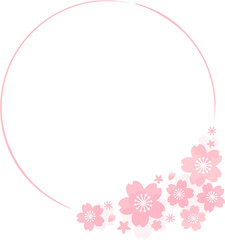 ピンクのパステル調の桜模様のベクターフレーム画像