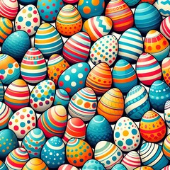 Fototapeta na wymiar Easter Egg Extravaganza: Patterned Holiday Eggs