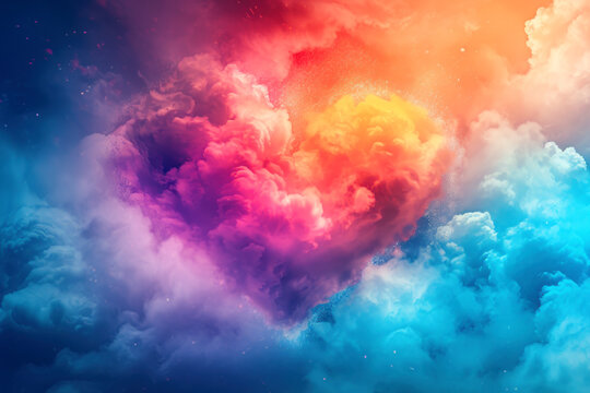 Colorful heart in the clouds